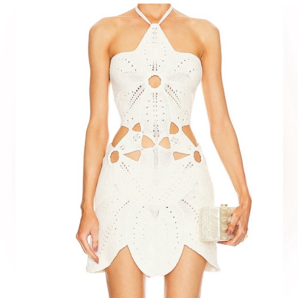 Cult Gaia White Halter Cutout Dress